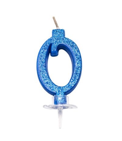candelina glitterata piccola blu 0- 7 cm