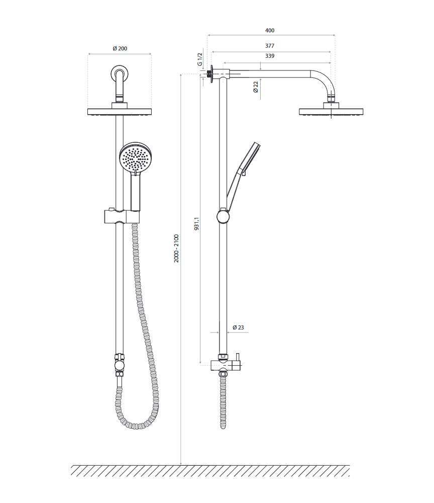 Doccia Con Saliscendi E Soffione.Colonna Doccia Con Soffione Tondo O20 Cm Saliscendi E Doccino Zulli Ceramiche Shop