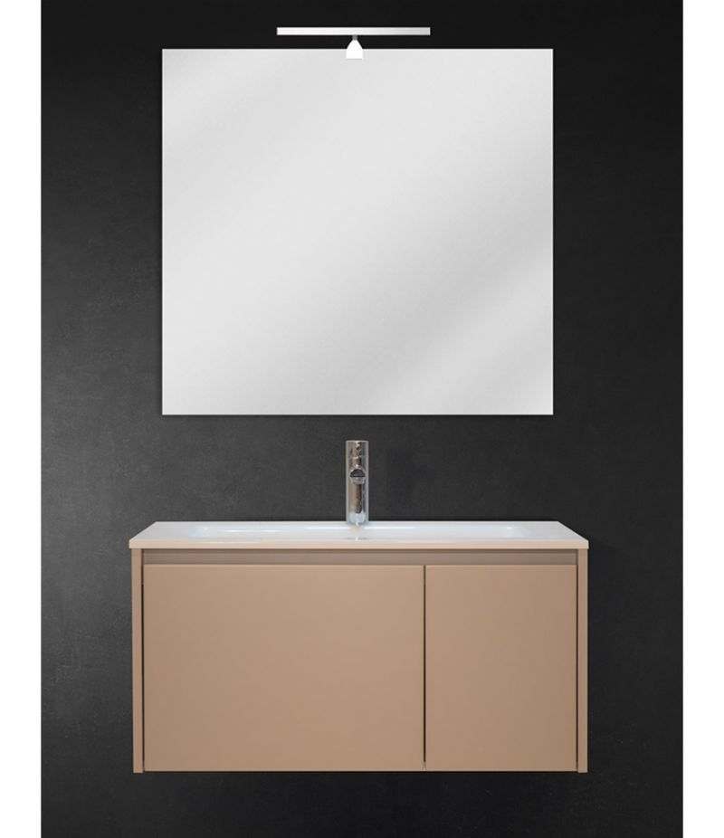 Un Mobiletto Con Lo Specchio.Mobile Bagno Sospeso 80 Cm Tortora Opaco Con Lavabo Specchio E Led Zulli Ceramiche Shop