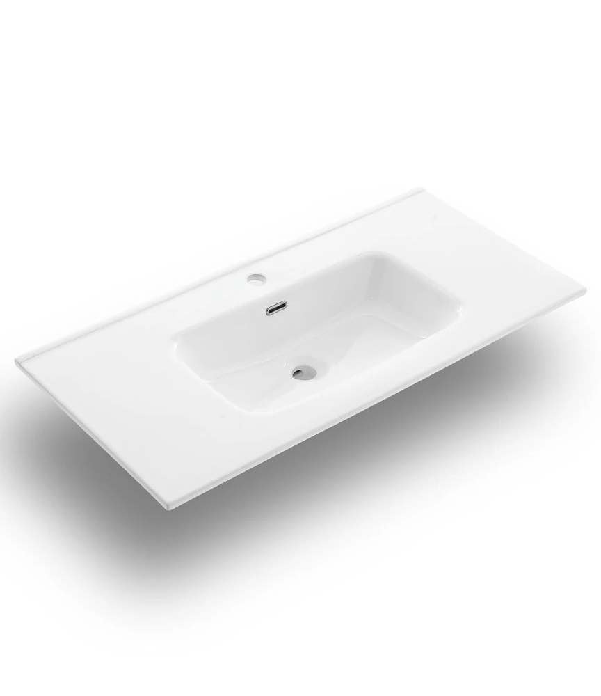 MOBILE DA BAGNO 95cm DUE CASSETTI, CON SPECCHIERA LED E PENSILI CONTENITORI  - AB201.212 - Quarta