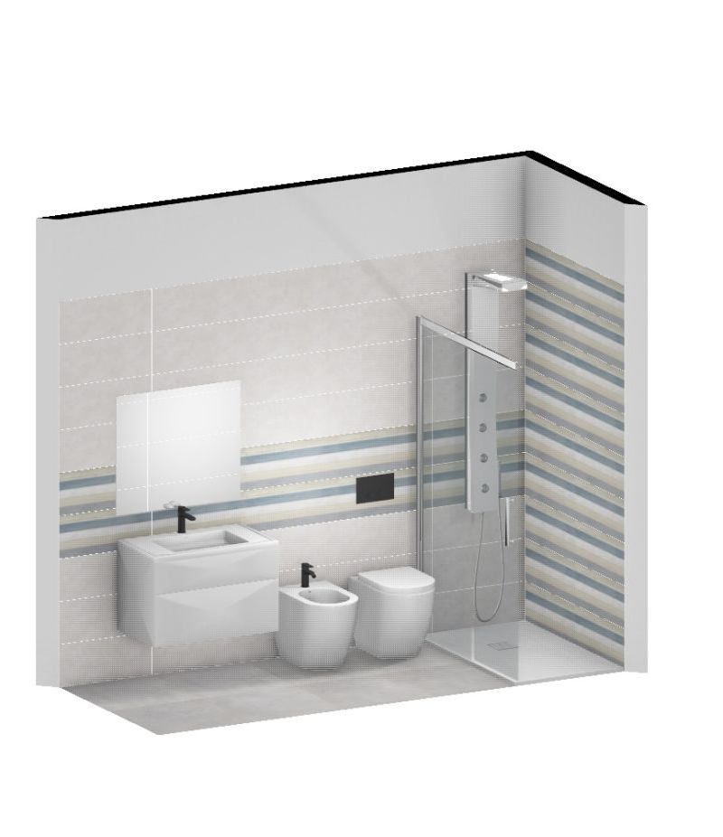 Bagno Completo Vanity righe 25x60Pavimento e Rivestimento