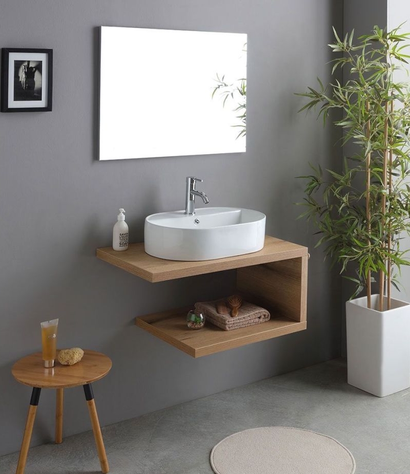 Mobile Bagno  Lavabo appoggio 80 CM   Kos Rovere Naturale